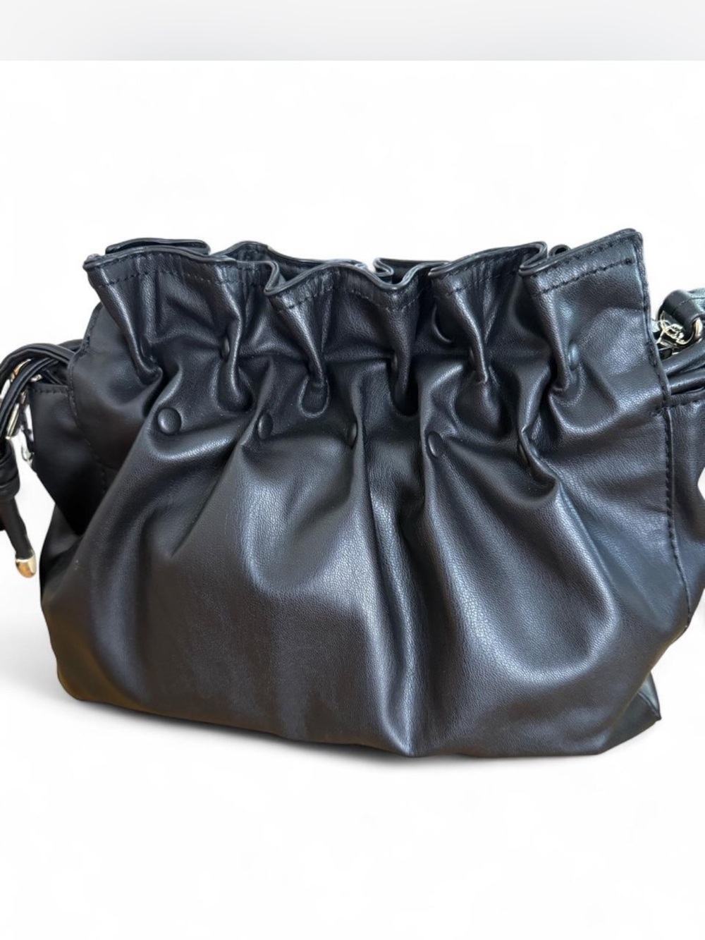 Zara Black Ruched Crossbody Bag